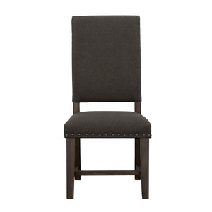 English Elm Warm Grey Ayers Upholstered Side Chairs (Set of 2) with Nailhead Trim, High Cushioned Backs, Smokey Black Finish, Durable Asian Hardwood B062P153665