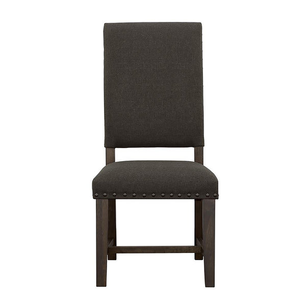 English Elm Warm Grey Ayers Upholstered Side Chairs (Set of 2) with Nailhead Trim, High Cushioned Backs, Smokey Black Finish, Durable Asian Hardwood B062P153665