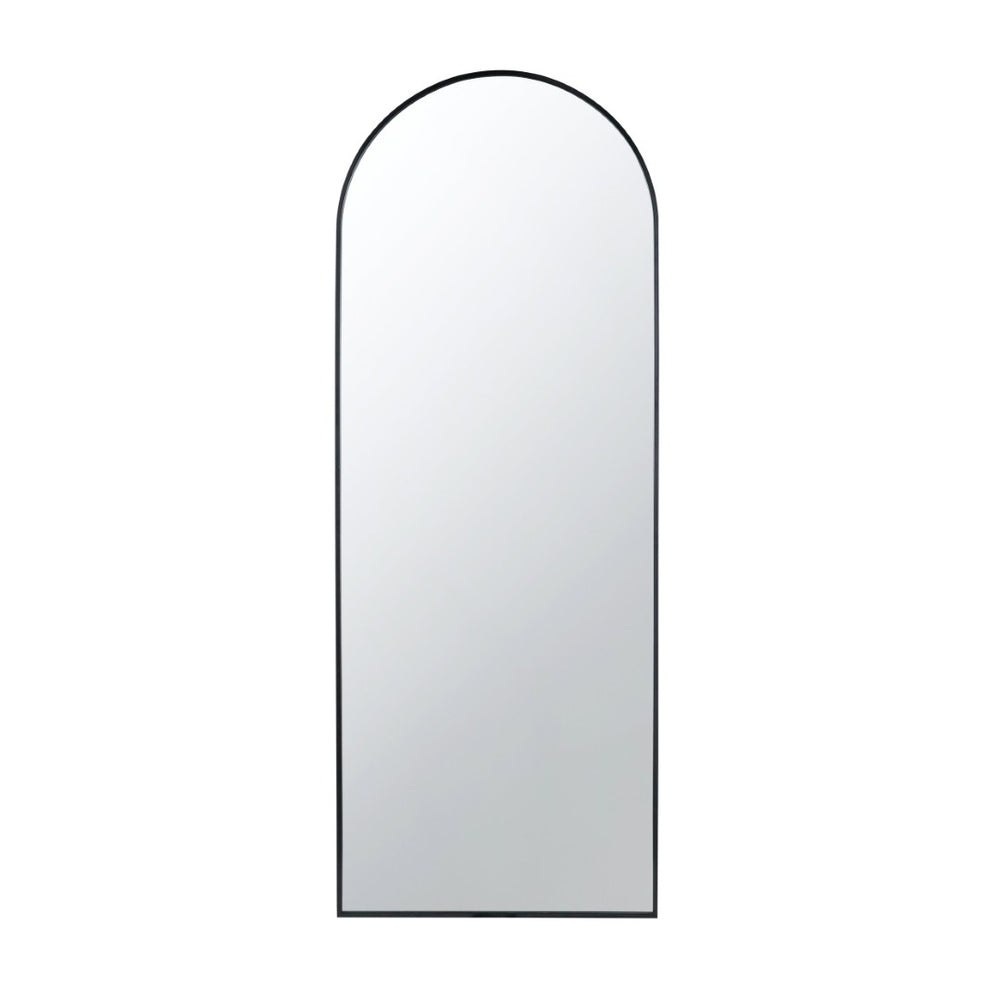 English Elm 28x1x74" Celine Arched Full Length Floor Mirror Matte Black Iron Frame Bedroom W2078P154679