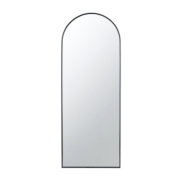 English Elm 28x1x74" Celine Arched Full Length Floor Mirror Matte Black Iron Frame Bedroom W2078P154679