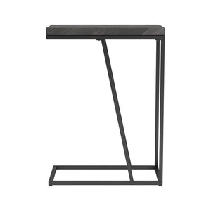 English Elm Rustic Modern Herringbone Accent Table with Sandy Black Metal Legs, Slim Open Silhouette, 25" H B062P153638