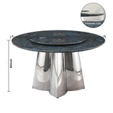 English Elm 53.3"Modern Sintered Stone Dining Table Top With 31.5" Round Turntable