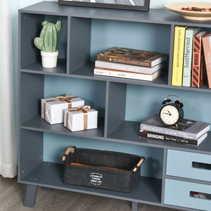 English Elm 3-Tier Kids Bookcase with Drawers and Cubby Storage, MDF & Pine Legs, Sturdy Floor Standing Organizer Blue W2225P154791