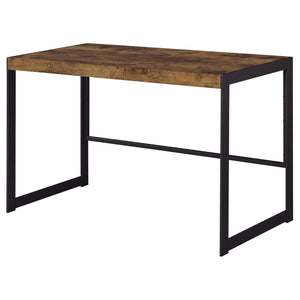 English Elm Antique Nutmeg and Gunmetal Writing Desk with Low-Profile Metal Frame, Compact Modern Industrial Style (46.5"W) B062P153651