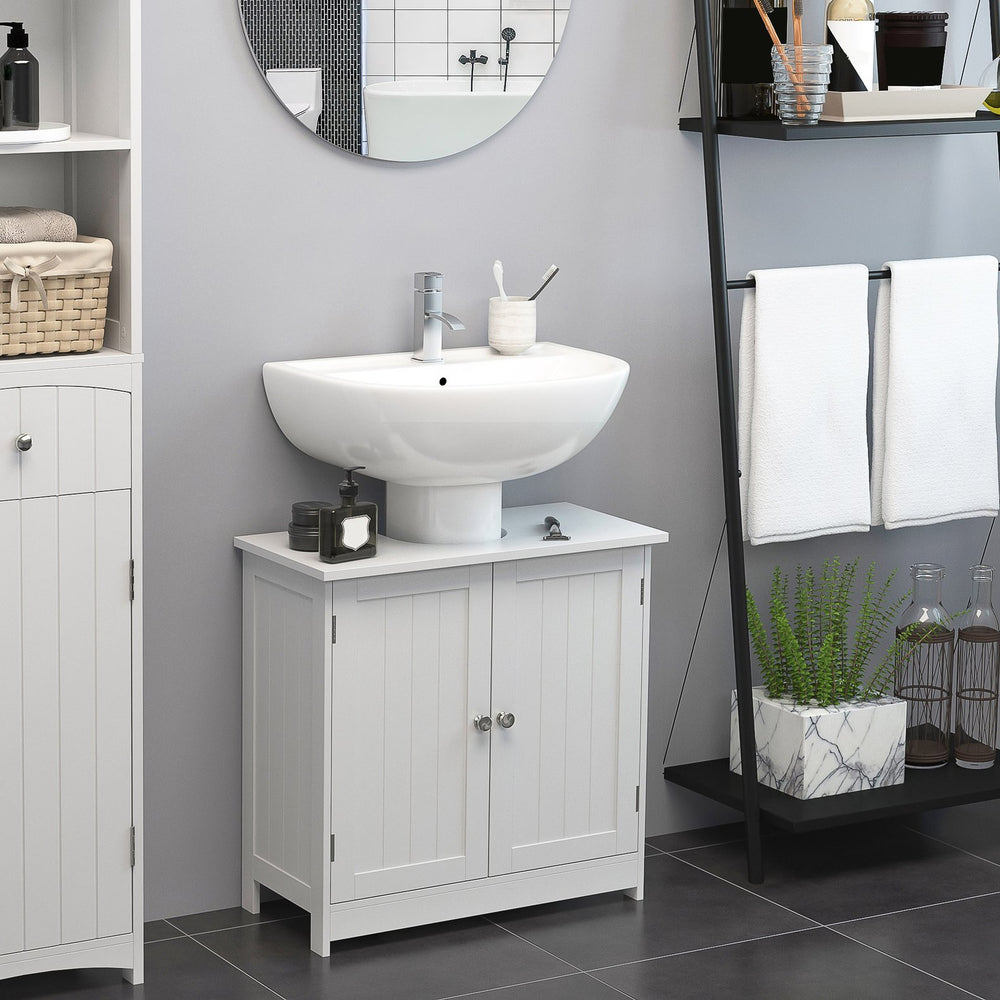 English Elm 24” Pedestal Sink Bathroom Vanity Cabinet with Adjustable Shelves, Moisture-Resistant White MDF Storage W2225P154801