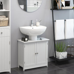 English Elm 24” Pedestal Sink Bathroom Vanity Cabinet with Adjustable Shelves, Moisture-Resistant White MDF Storage W2225P154801
