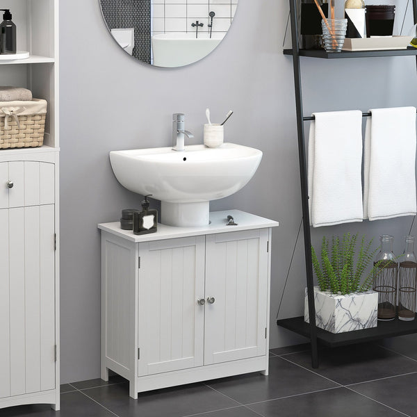 English Elm 24” Pedestal Sink Bathroom Vanity Cabinet with Adjustable Shelves, Moisture-Resistant White MDF Storage W2225P154801
