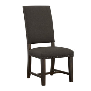 English Elm Warm Grey Ayers Upholstered Side Chairs (Set of 2) with Nailhead Trim, High Cushioned Backs, Smokey Black Finish, Durable Asian Hardwood B062P153665