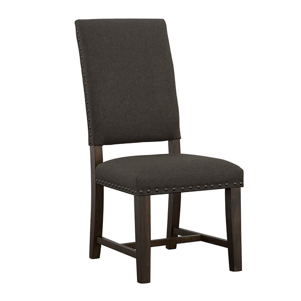 English Elm Warm Grey Ayers Upholstered Side Chairs (Set of 2) with Nailhead Trim, High Cushioned Backs, Smokey Black Finish, Durable Asian Hardwood B062P153665