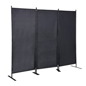 English Elm 6 Modern 3-Panel Room Divider Folding Privacy Screen with Metal Frame Portable Wall Partition Durable Fabric Black W2181P154697