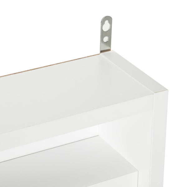 English Elm 5-Tier Display Cabinet with Glass Doors and Adjustable Shelves Wall-Mounted Collectible Case for Home Decor White W2225P154799