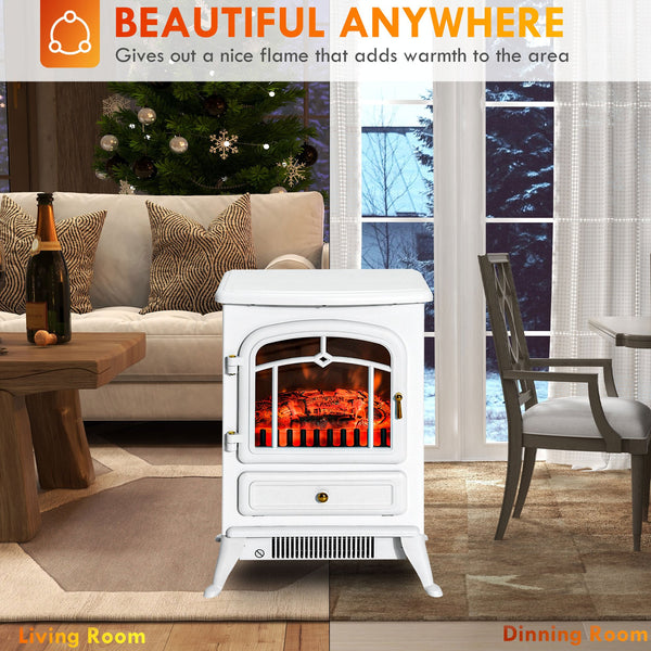 English Elm 22" Electric Fireplace Heater Portable Freestanding Stove with Realistic LED Flames, 750/1500W Cozy Safety W2225P154800