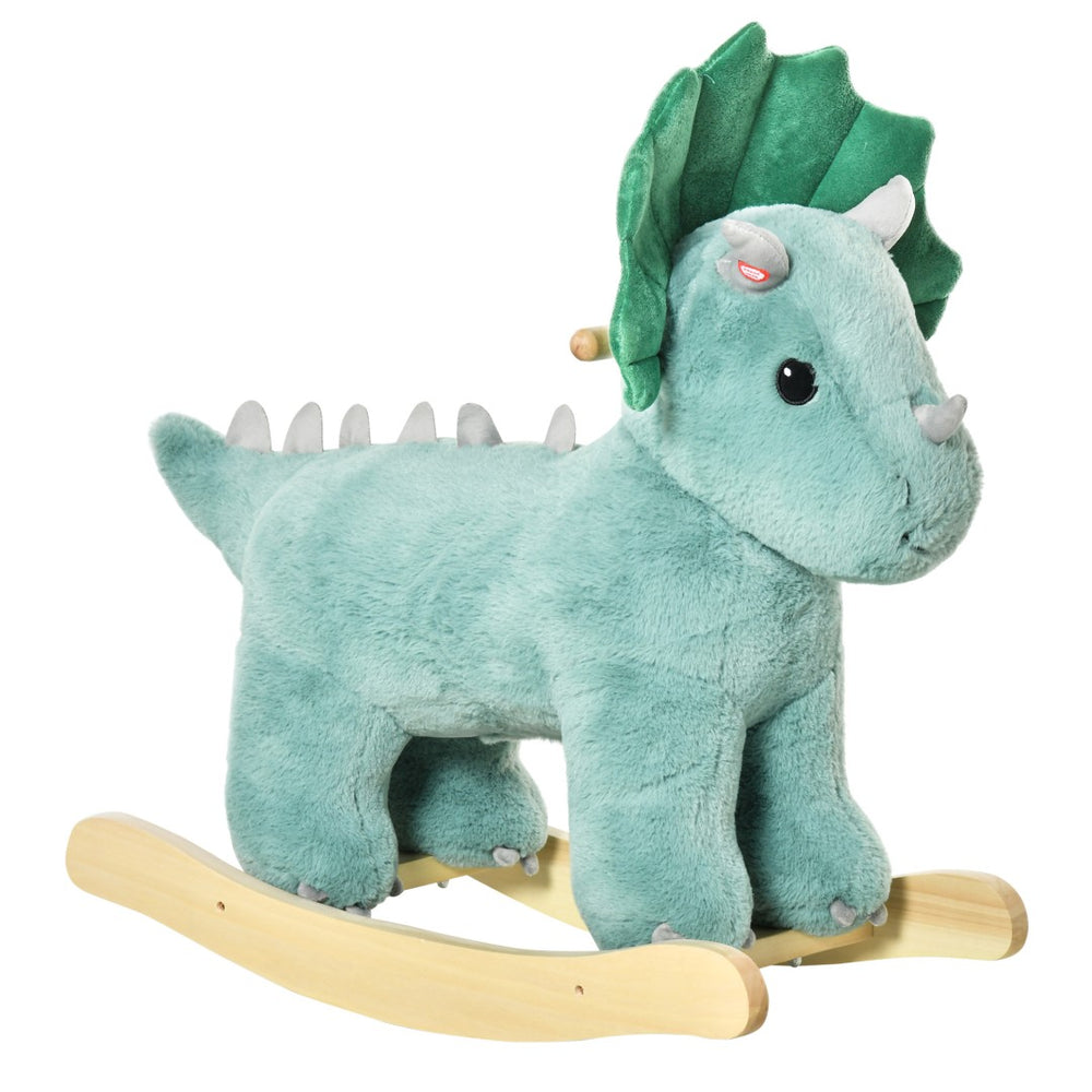 English Elm Kids Triceratops Plush Rocker with Sound Effects Soft Polyester Toddler Ride on Toy W2225P154778