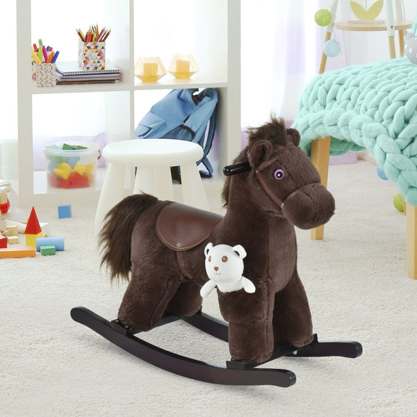 English Elm Kids Triceratops Plush Rocker with Sound Effects Soft Polyester Toddler Ride on Toy W2225P154783