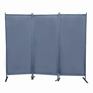 English Elm 6 Modern 3-Panel Room Divider Folding Privacy Screen with Metal Frame Portable Wall Partition Durable Fabric Gray W2181P154698