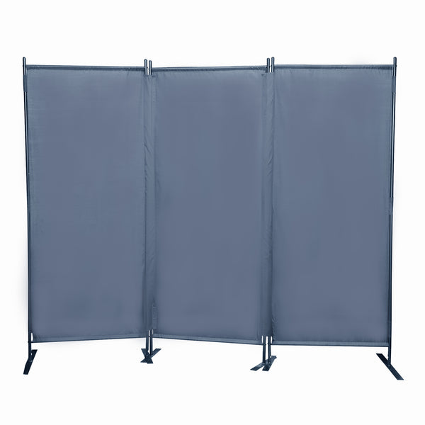 English Elm 6 Modern 3-Panel Room Divider Folding Privacy Screen with Metal Frame Portable Wall Partition Durable Fabric Gray W2181P154698