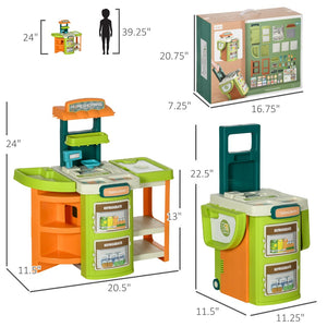 English Elm 58pcs Grocery Playset with Foldable Market Stand Trolley Cash Register Scanner W2225P154794