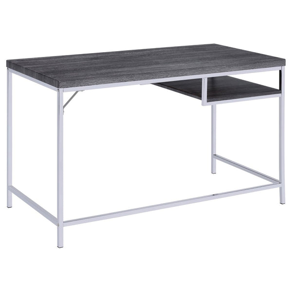 English Elm Weathered Grey Writing Desk With Chrome Accents - Sleek, Modern Design For Small Spaces & Offices B062P153658-GIGA