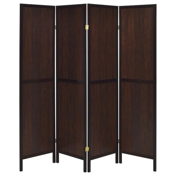 English Elm Rustic Folding Screen With Tobacco And Cappuccino Finish - Stylish Room Divider For Cozy Spaces B062P153648-GIGA