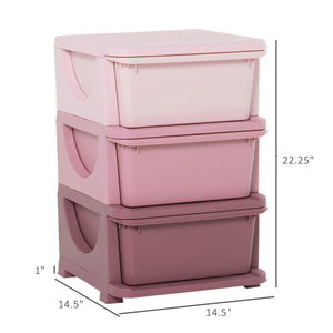 English Elm 3 Tier Kids Storage Unit - Pink 3-Drawer Compact Organizer, Removable Bins, Easy-Clean, Toddler-Friendly W2225P154795
