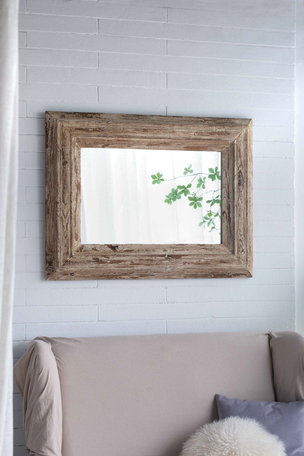 English Elm 30x2x39" Distressed Fir Wood Framed Rectangular Mirror Farmhouse Entryway Accent W2078P154685