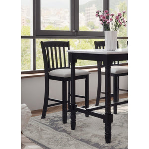 English Elm Casual Rubberwood Dining Chairs Set of 2 in Black with Linen Seats, Slatted Back, Comfortable Seating W2170140356