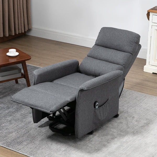 English Elm Electric Power Lift Recliner Chair with Remote Control, Linen-Feel Upholstery, Pocketed Comfort Gray W2225P154804