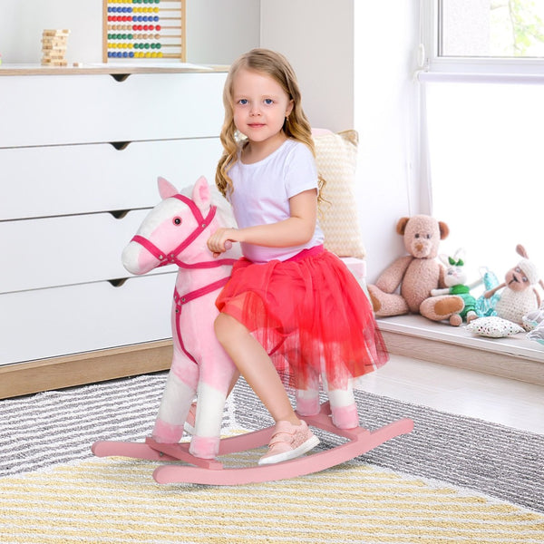 English Elm Kids Plush Rocking Pony with Padded Saddle Electronic Sounds and Sturdy Metal Frame W2225P154780
