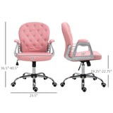 English Elm Pu Leather Home Office Chair, Button Tufted Desk Chair With Padded Armrests, Adjustable Height and Swivel Wheels, Pink