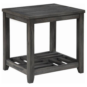 English Elm Grey Rustic Rectangular End Table with Plank Shelf, Transitional Chic Pine & MDF Accent Table - 22"H B062P153632