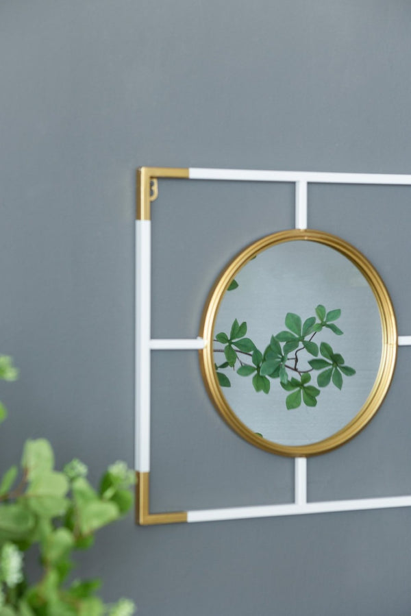 English Elm 15.5x43.5" Triple Convex Iron Frame Wall Mirror in Two-tone Gold White Deco Style W2078P154684