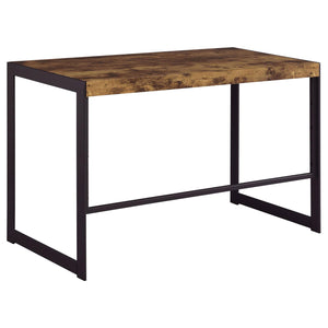 English Elm Antique Nutmeg and Gunmetal Writing Desk with Low-Profile Metal Frame, Compact Modern Industrial Style (46.5"W) B062P153651