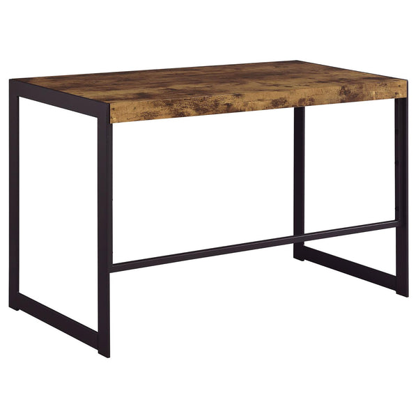 English Elm Antique Nutmeg and Gunmetal Writing Desk with Low-Profile Metal Frame, Compact Modern Industrial Style (46.5"W) B062P153651
