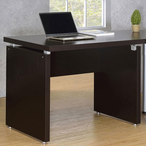 English Elm Cappuccino Extension Desk with Spacious Melamine Work Surface, Durable Cappuccino Finish & Silver Accents B062P153660