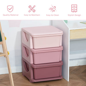 English Elm 3 Tier Kids Storage Unit - Pink 3-Drawer Compact Organizer, Removable Bins, Easy-Clean, Toddler-Friendly W2225P154795