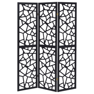 English Elm Black 3-Panel Folding Screen with Intricate Mosaic Cutouts — Privacy Room Divider, 70.25"H, Stylish Accent B062P153649