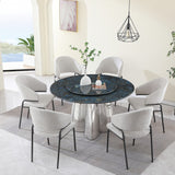 Sintered Stone Dining Table + Round Turntable - Stain & Heat Resistant - 53.3