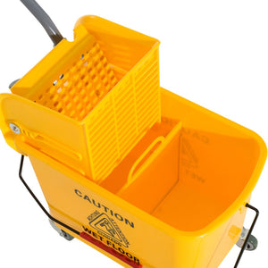 English Elm 5 Gallon Rolling Mop Bucket with Side Press Wringer Dual Chamber Separation on Wheels W2225P154807