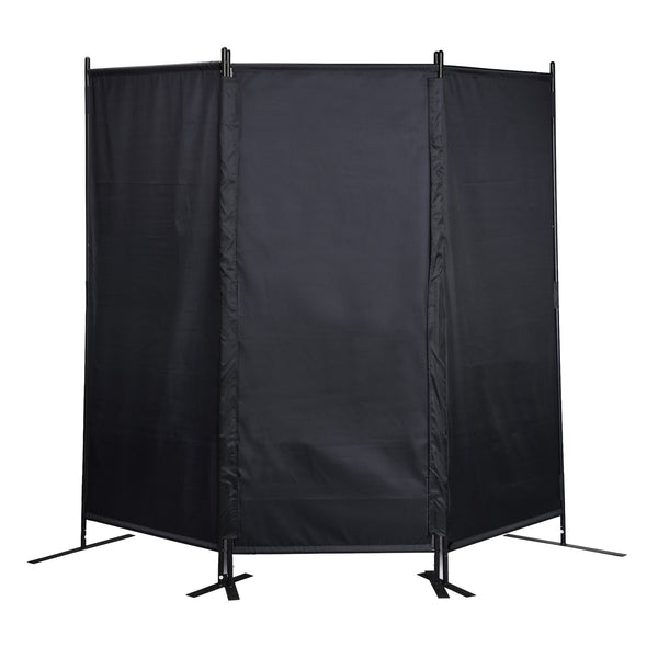 English Elm 6 Modern 3-Panel Room Divider Folding Privacy Screen with Metal Frame Portable Wall Partition Durable Fabric Black W2181P154697