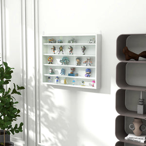 English Elm 5-Tier Display Cabinet with Glass Doors and Adjustable Shelves Wall-Mounted Collectible Case for Home Decor White W2225P154799