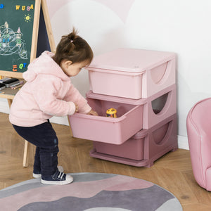 English Elm 3 Tier Kids Storage Unit - Pink 3-Drawer Compact Organizer, Removable Bins, Easy-Clean, Toddler-Friendly W2225P154795