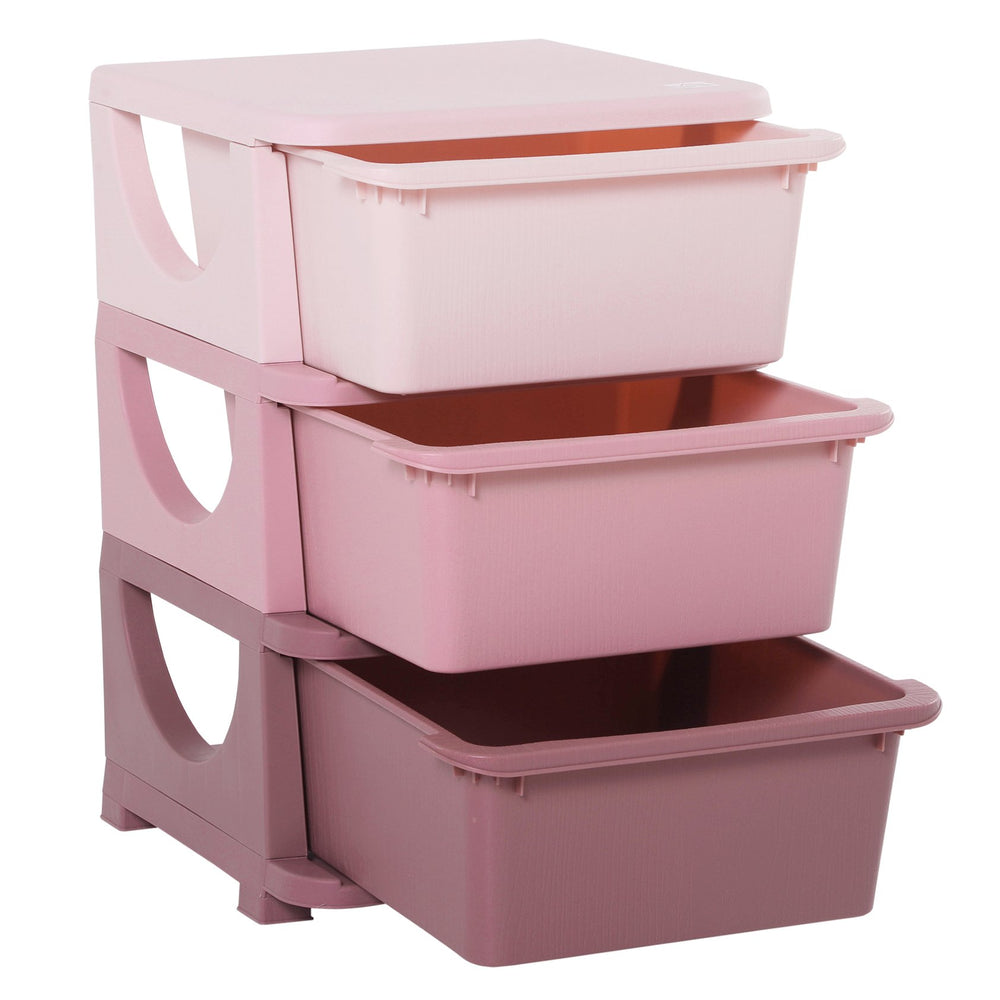 English Elm 3 Tier Kids Storage Unit - Pink 3-Drawer Compact Organizer, Removable Bins, Easy-Clean, Toddler-Friendly W2225P154795