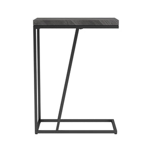 English Elm Rustic Modern Herringbone Accent Table with Sandy Black Metal Legs, Slim Open Silhouette, 25" H B062P153638