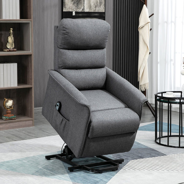English Elm Electric Power Lift Recliner Chair with Remote Control, Linen-Feel Upholstery, Pocketed Comfort Gray W2225P154804