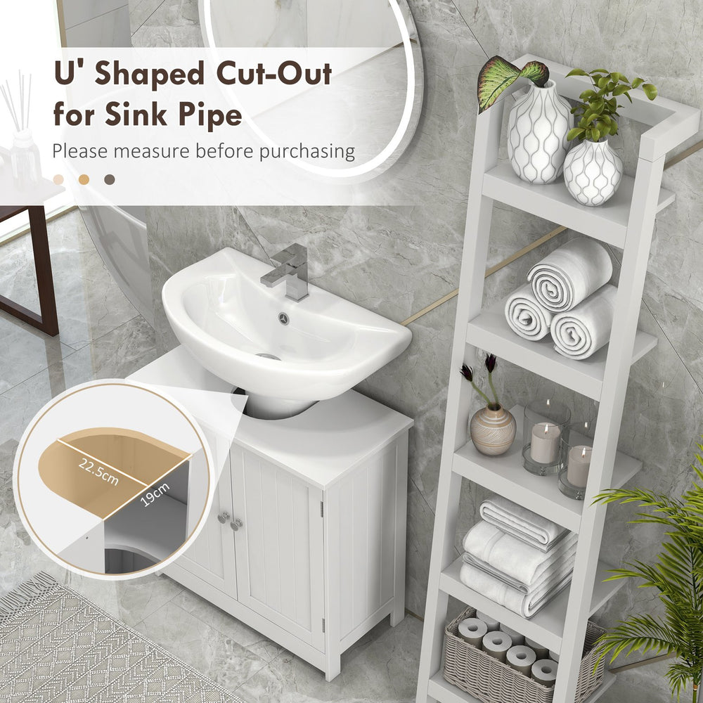 English Elm 24” Pedestal Sink Bathroom Vanity Cabinet with Adjustable Shelves, Moisture-Resistant White MDF Storage W2225P154801