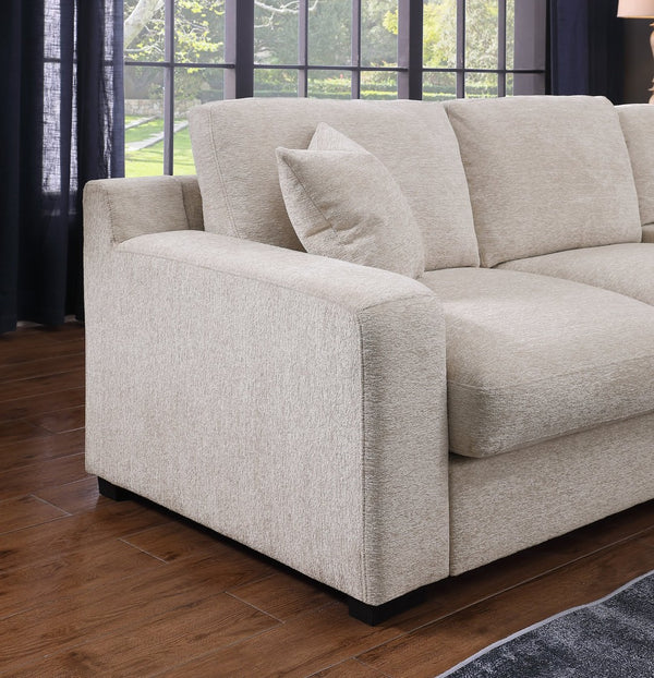 English Elm Celine Chenille Sectional Sofa with Chaise Cupholders and Built-in Charging Ports Beige B061S00807