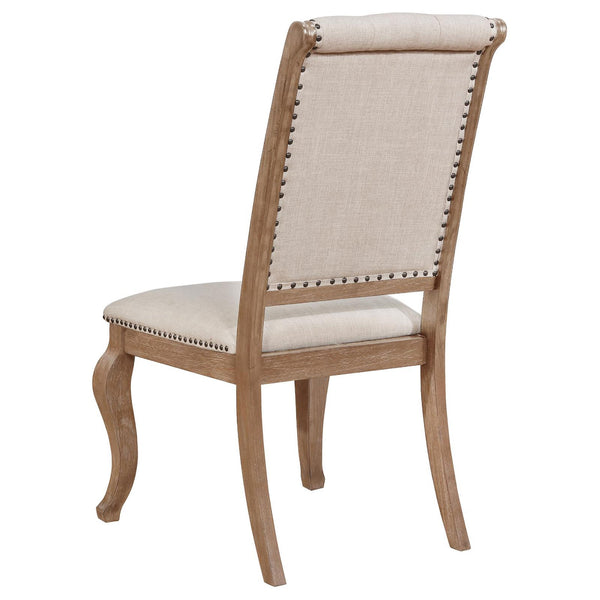 English Elm Cream Tufted Dining Chair Set Of 2 - Rustic Elegance With Barley Brown Frame & Nailhead Trim B062P153696
