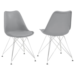 English Elm Grey Padded Side Chair Set of 2 – Retro Bucket Upholstery, Plush Grey Leatherette, Polished Chrome Base, Mid-Century Comfort B062P153707
