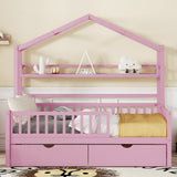 Hearth and Haven Wooden Full Size House Bed with 2 Drawers, Kids Bed with Storage Shelf WF308873AAH WF308873AAH