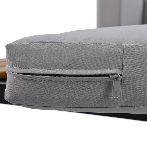 English Elm TOPMAX Modern Outdoor Daybed 2-in-1 Convertible Patio Chaise with Acacia Wood Side Tables, Washable Cushions, Sturdy Iron Frame Gray SP100013AAE